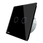 Intrerupator dublu cu revenire (reset) Livolo cu touch din sticla, negru, VL-C702H-12