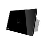 Buton sonerie cu touch Livolo din sticla, Standard italian, negru, VL-C901B-82
