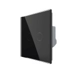 Intrerupator Dublu Cap Scara / Cruce cu Touch LIVOLO din Sticla - protocol ZigBee, Serie Noua, negru, VL-FC2SZ-2G-2B
