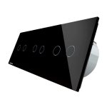Intrerupator dublu+dublu+dublu cu touch Livolo din sticla, Protocol ZigBee, Control de pe telefon, negru, VL-C702Z/C702Z/C702Z-12