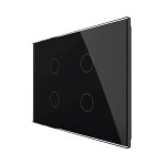 Intrerupator cvadruplu cap scara / cruce wireless cu touch Livolo din sticla, standard Italian - Serie noua, negru, VL-FC4SR-3G-12