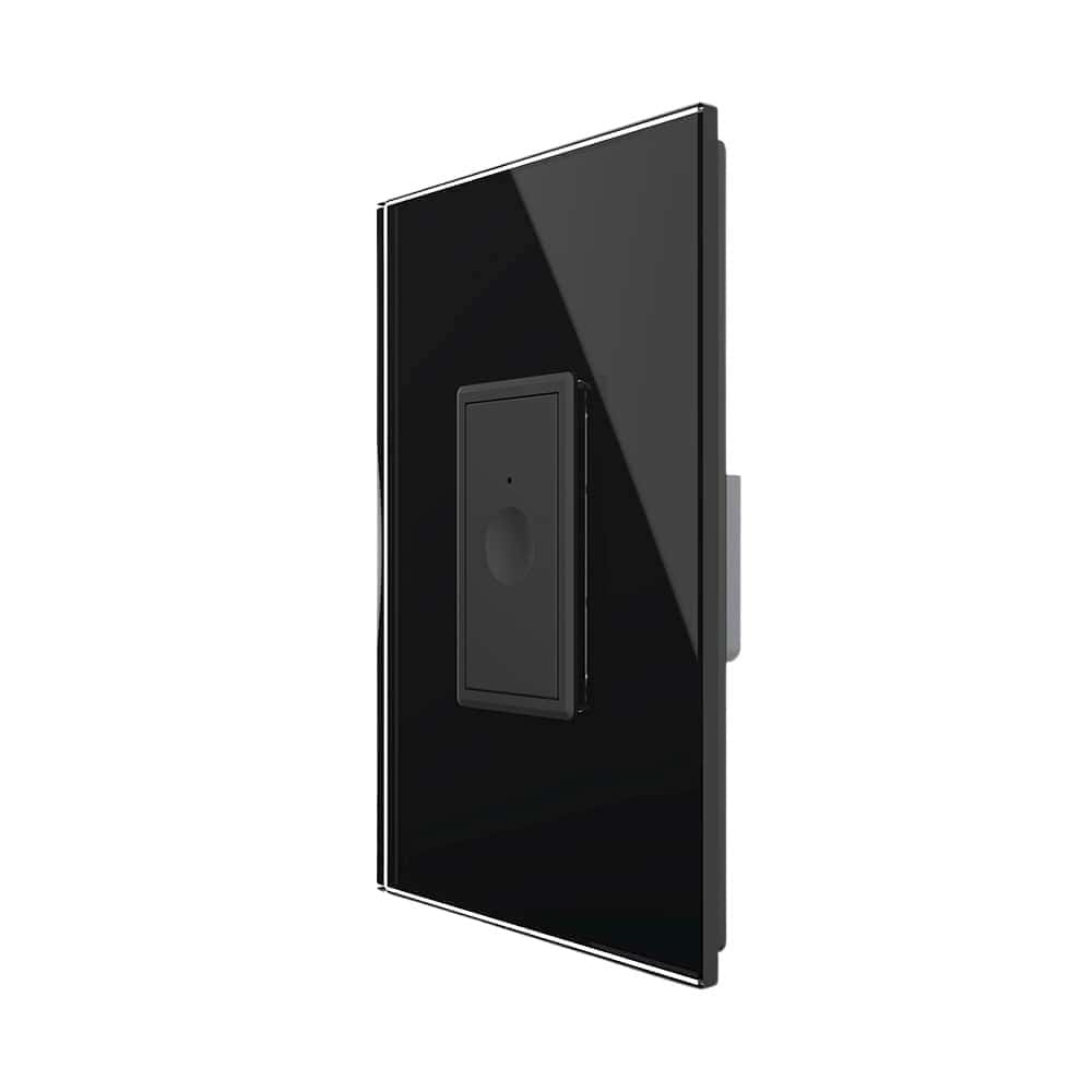 Intrerupator Simplu Cap Scara / Cruce cu Touch Livolo cu Rama Din Sticla 1M - Serie Noua, negru, VL-FC1S-1BP-12