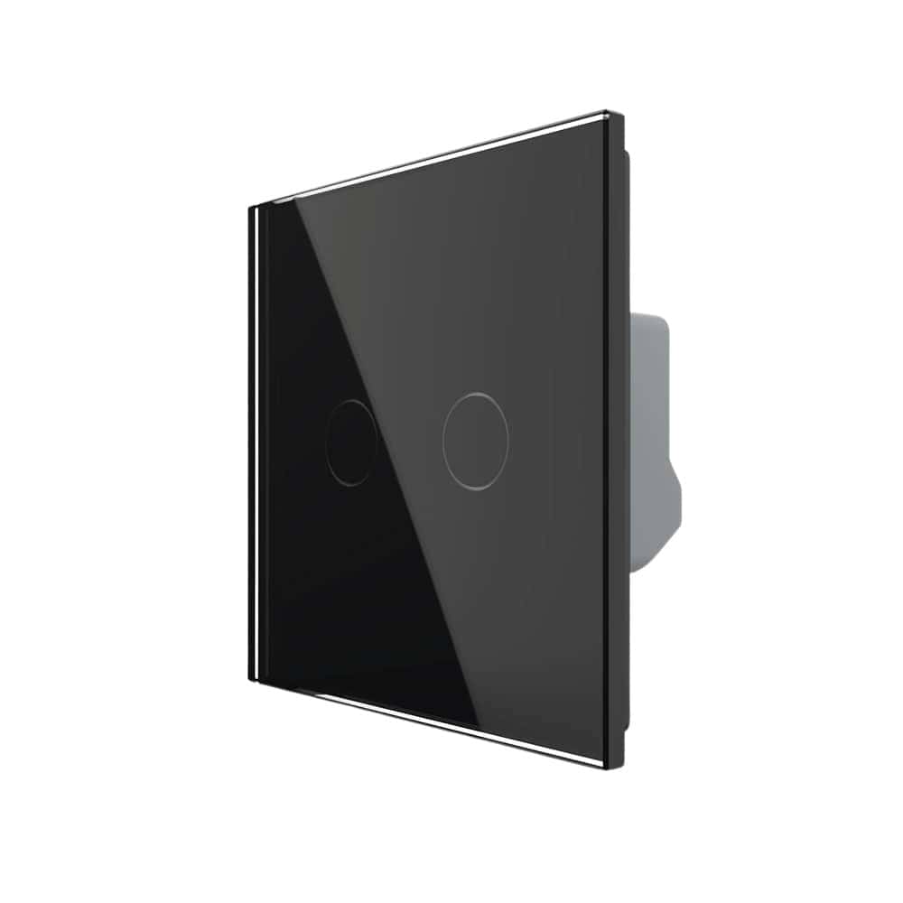 Intrerupator Dublu cu Variator LIVOLO cu Touch Din Sticla - Serie Noua, negru, VL-FC2D2-2G-2B