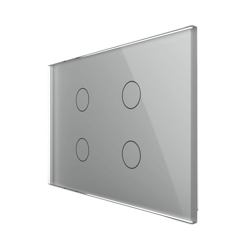 Intrerupator cvadruplu wireless cu touch Livolo din sticla - standard italian, gri, VL-FC4R-3G-15
