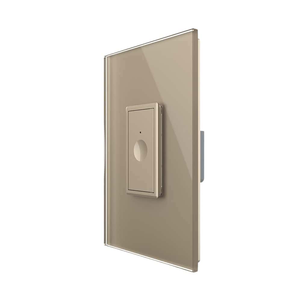 Intrerupator Simplu Cap Scara / Cruce cu Touch Livolo cu Rama Din Sticla 1M, Zigbee - Serie Noua, auriu, VL-FC1SZ-1AP-13