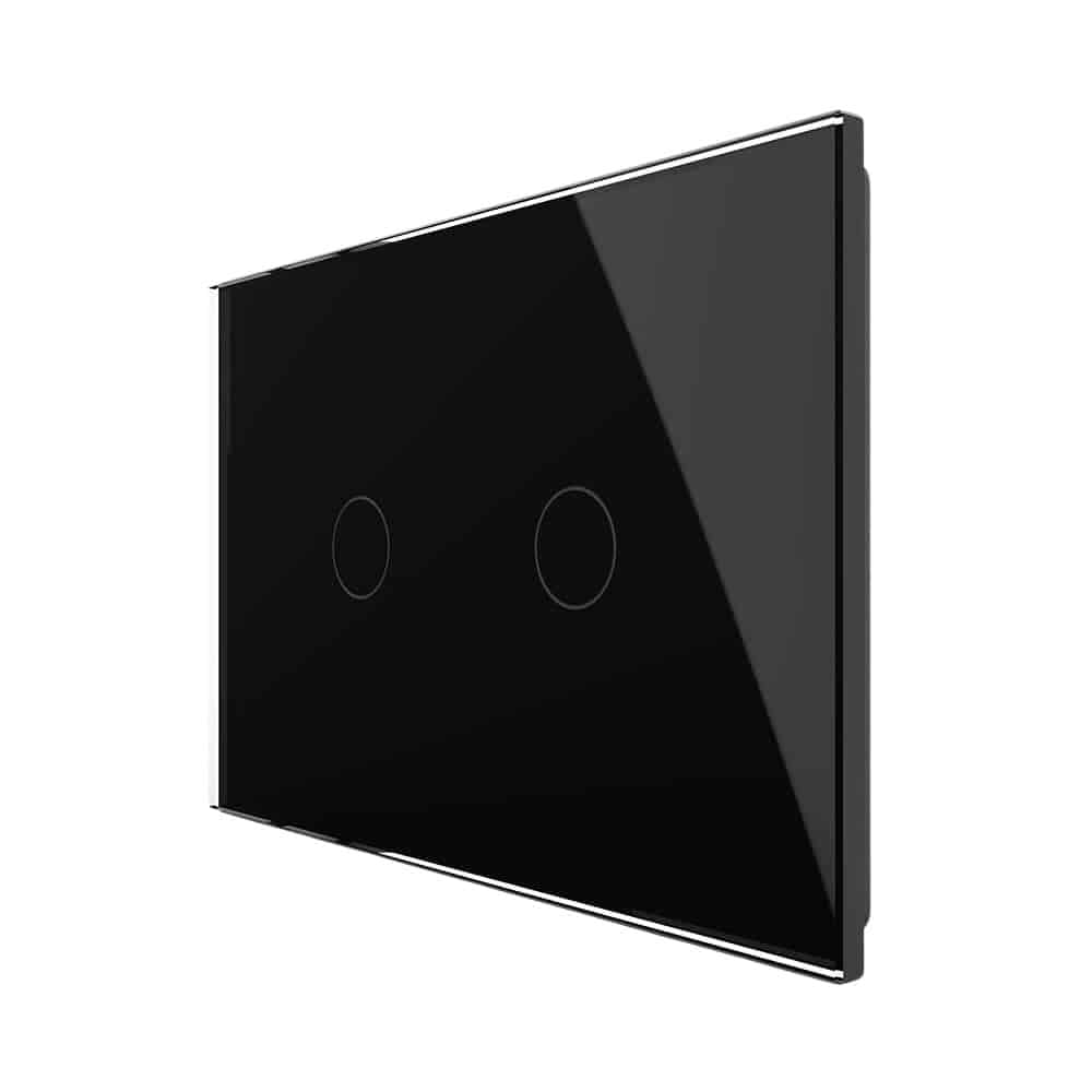 Intrerupator Dublu Wireless cu Touch LIVOLO din Sticla - Serie Noua, negru, VL-FC2R-3G-12