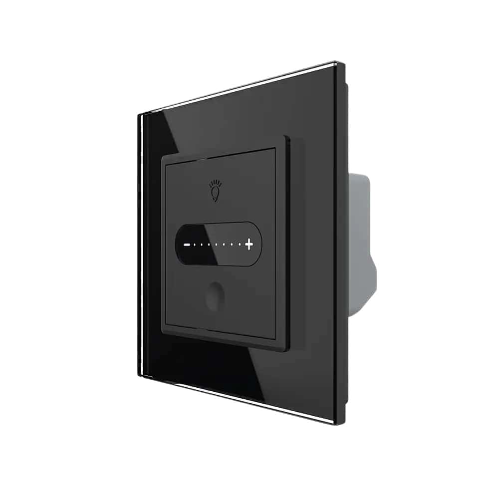 Intrerupator Simplu Cap Scara / Cruce cu Variator Livolo cu Rama din Sticla, ZigBee - Serie Noua, negru, VL-FC1SDZ-2BP-12