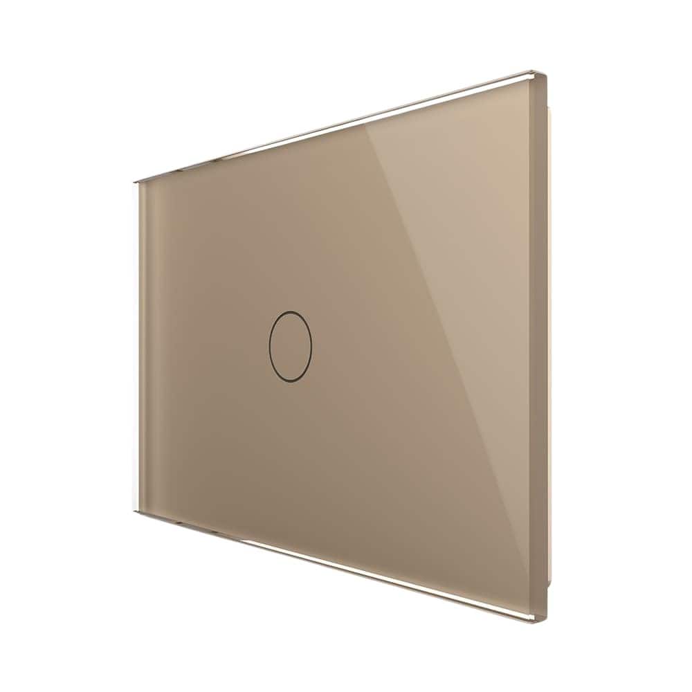 Intrerupator Simplu Cap Scara / Cruce cu Touch LIVOLO din Sticla - Serie Noua, auriu, VL-FC1S-3G-13