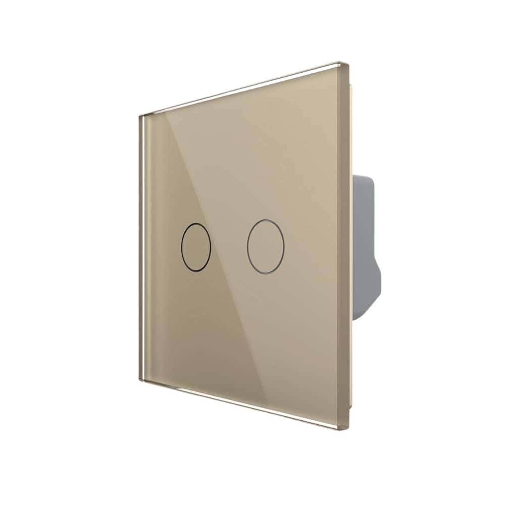 Intrerupator Dublu cu Revenire, Contact Uscat cu Touch LIVOLO - Serie Noua, auriu, VL-FC2NB-2G-2A