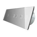 Intrerupator cu touch simplu+dublu+dublu LIVOLO din sticla, Protocol ZigBee, Control de pe telefon, gri, VL-C701Z/702Z/702Z-15