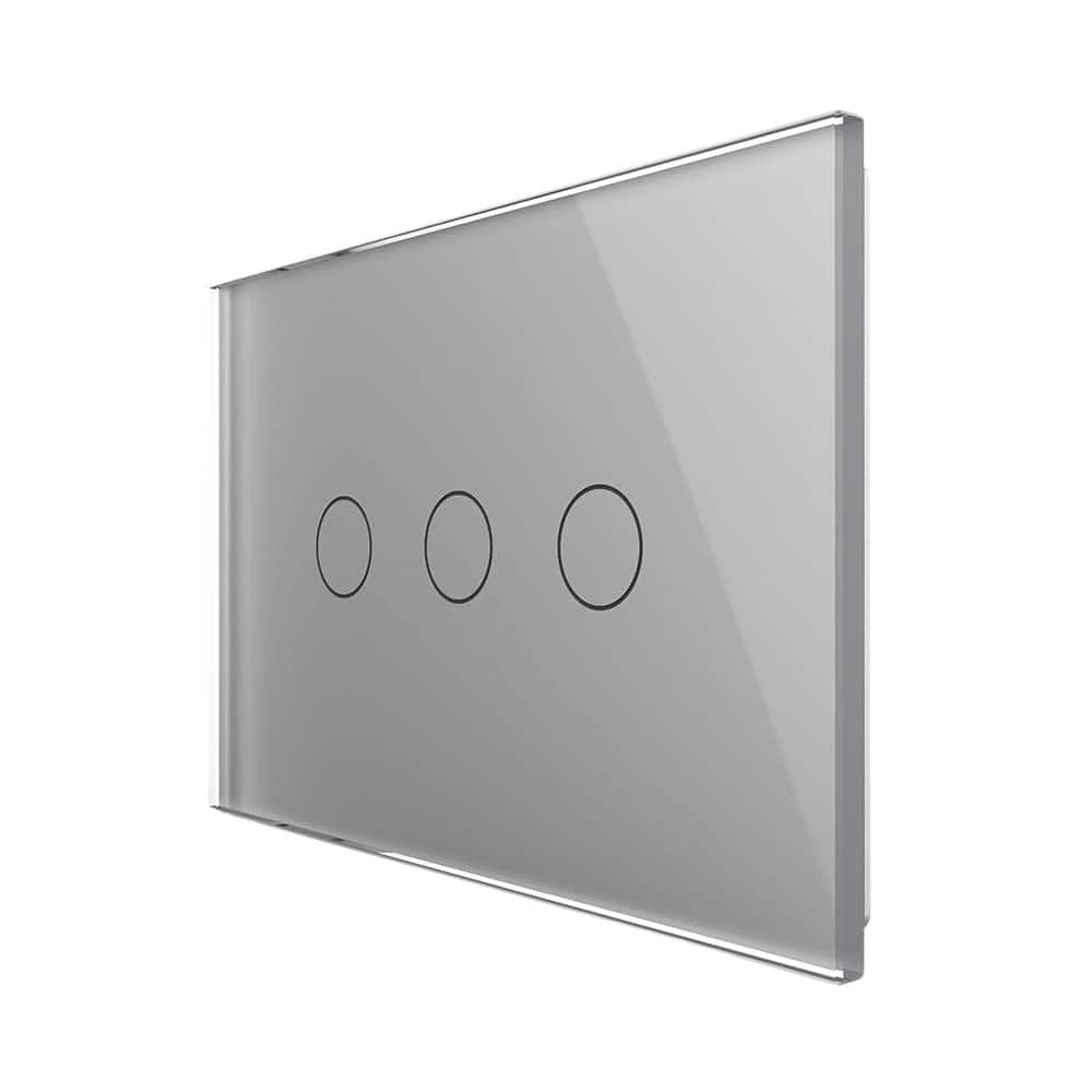 Intrerupator Triplu Cap Scara / Cruce Wi-Fi cu Touch LIVOLO, standard italian Serie Noua, gri, VL-FC3SNY-3G-15