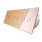 Intrerupator cu touch simplu+dublu+dublu LIVOLO din sticla, Protocol ZigBee, Control de pe telefon, auriu, VL-C701Z/702Z/702Z-13