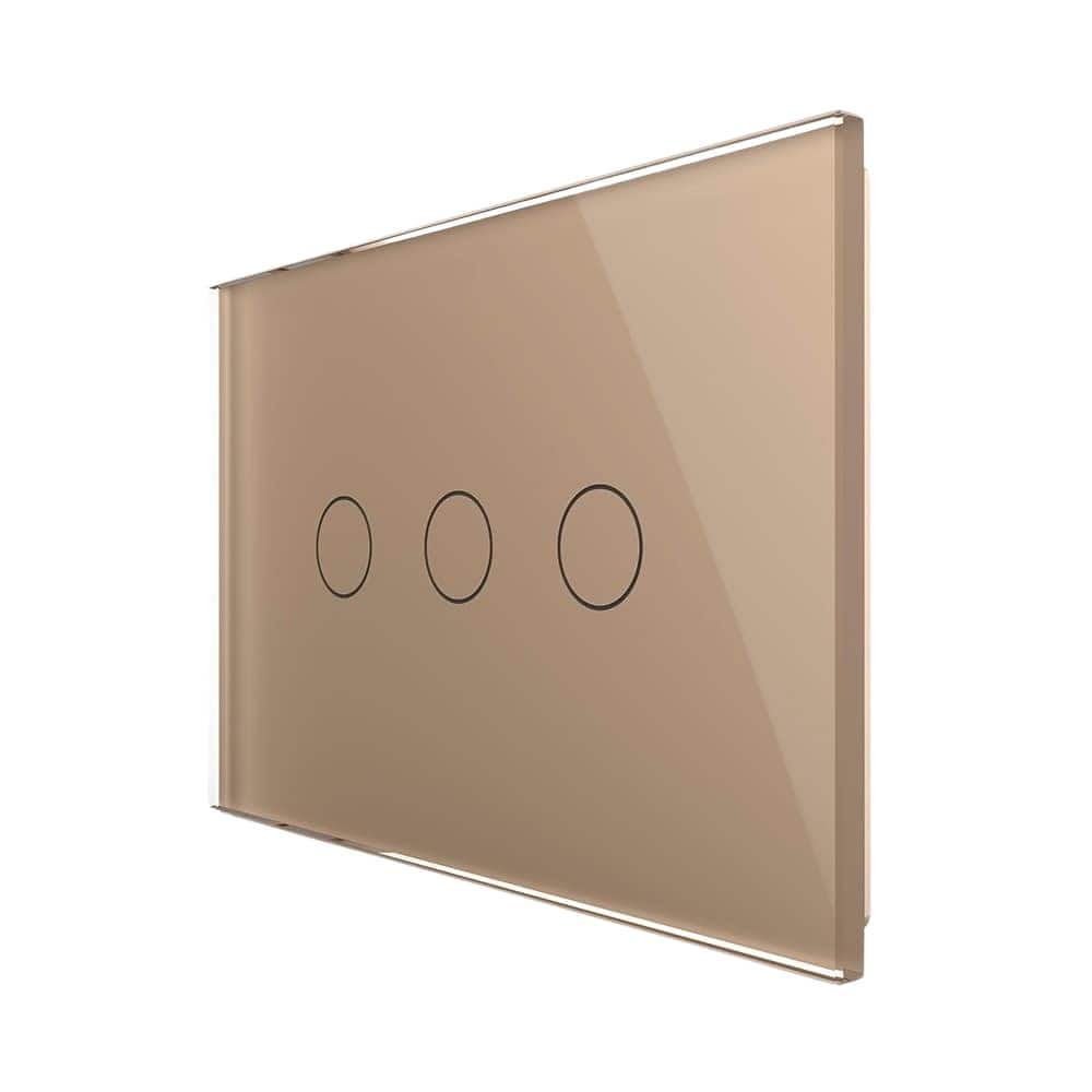 Intrerupator Triplu Cap Scara / Cruce Wi-Fi cu Touch LIVOLO, standard italian Serie Noua, auriu, VL-FC3SNY-3G-13
