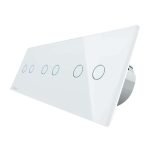 Intrerupator dublu+dublu+dublu cu touch Livolo din sticla, Protocol ZigBee, Control de pe telefon, alb, VL-C702Z/C702Z/C702Z-11