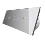 Intrerupator dublu+dublu+dublu cu touch Livolo din sticla, Protocol ZigBee, Control de pe telefon, gri, VL-C702Z/C702Z/C702Z-15