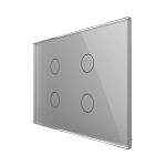 Intrerupator cvadruplu cap scara / cruce wireless cu touch Livolo din sticla, standard Italian - Serie noua, gri, VL-FC4SR-3G-15