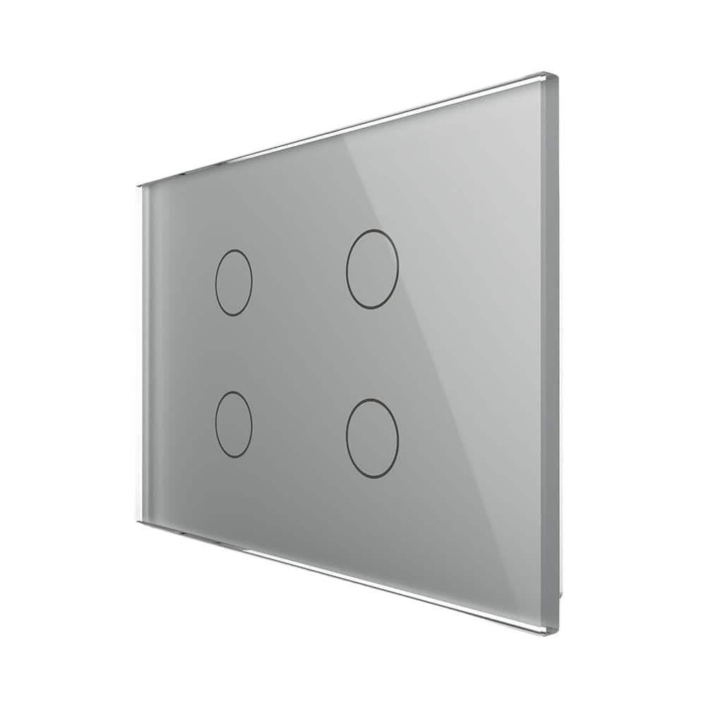 Intrerupator cvadruplu cap scara / cruce wireless cu touch Livolo din sticla, standard Italian - Serie noua, gri, VL-FC4SR-3G-15