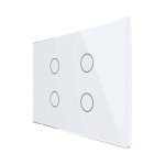Intrerupator cvadruplu cap scara / cruce wireless cu touch Livolo din sticla, standard Italian - Serie noua, alb, VL-FC4SR-3G-11