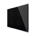 Intrerupator cvadruplu wireless cu touch Livolo din sticla - standard italian, negru, VL-FC4R-3G-12