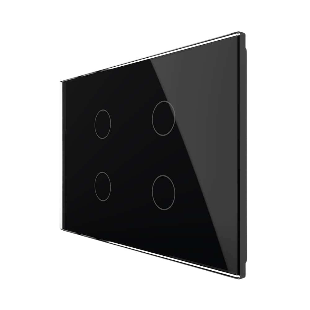 Intrerupator cvadruplu wireless cu touch Livolo din sticla - standard italian, negru, VL-FC4R-3G-12