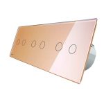 Intrerupator dublu+dublu+dublu cu touch Livolo din sticla, Protocol ZigBee, Control de pe telefon, auriu, VL-C702Z/C702Z/C702Z-13