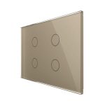 Intrerupator cvadruplu cap scara / cruce wireless cu touch Livolo din sticla, standard Italian - Serie noua, auriu, VL-FC4SR-3G-13