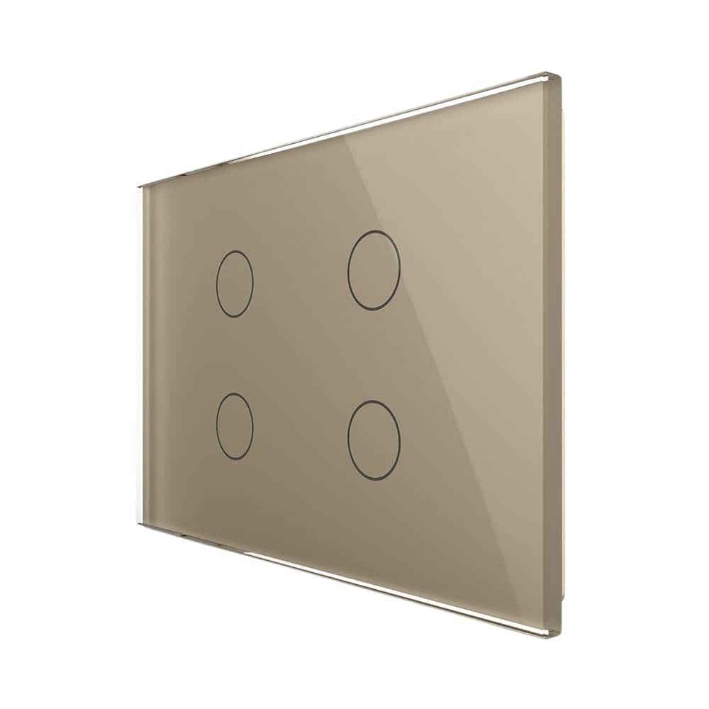 Intrerupator cvadruplu cap scara / cruce wireless cu touch Livolo din sticla, standard Italian - Serie noua, auriu, VL-FC4SR-3G-13