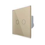 Intrerupator Dublu cu Variator LIVOLO cu Touch Din Sticla - Serie Noua, auriu, VL-FC2D2-2G-2A