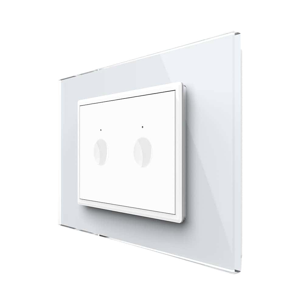 Intrerupator Dublu Cap Scara / Cruce Wi-Fi cu Touch LIVOLO cu rama din sticla, standard italian Serie Noua, Alb, , VL-FC2SNY-3WP-11