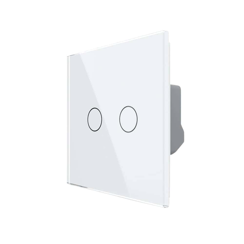 Intrerupator Dublu cu Variator LIVOLO cu Touch Din Sticla - Serie Noua, alb, VL-FC2D2-2G-2W