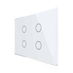 Intrerupator cvadruplu wireless cu touch Livolo din sticla - standard italian, alb, VL-FC4R-3G-11