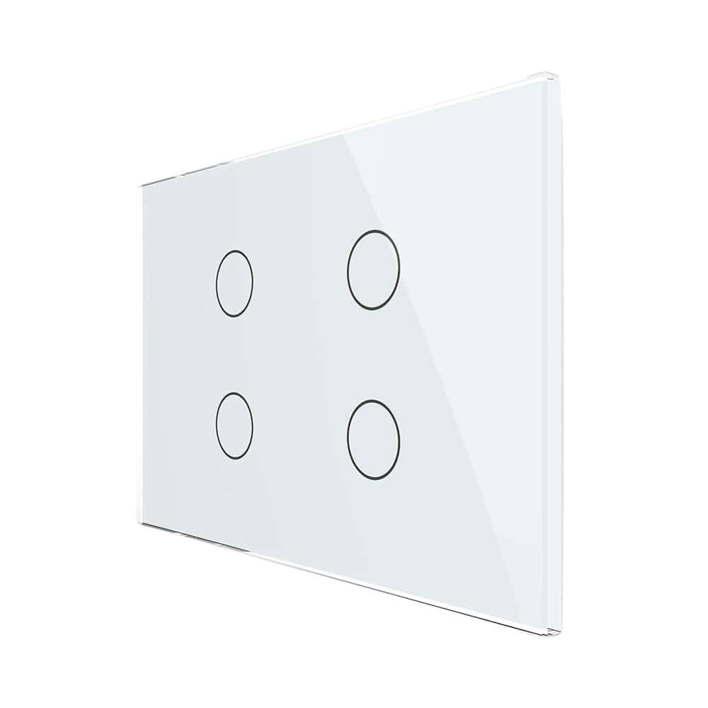 Intrerupator cvadruplu wireless cu touch Livolo din sticla - standard italian, alb, VL-FC4R-3G-11