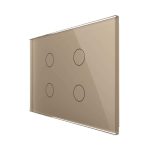 Intrerupator cvadruplu wireless cu touch Livolo din sticla - standard italian, auriu, VL-FC4R-3G-13