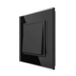 Intrerupator Simplu Mecanic Cap Cruce, 2 Module LIVOLO cu Rama din Sticla - Serie Noua, negru, VL-FCMM10A-2BP