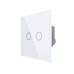 Intrerupator Dublu cu Touch Livolo din Sticla - protocol ZigBee, Serie Noua, alb, VL-FC2Z-2G-2W