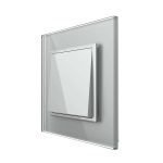 Intrerupator Simplu Mecanic Cap Cruce, 2 Module LIVOLO cu Rama din Sticla - Serie Noua, gri, VL-FCMM10A-2IP