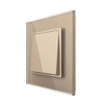 Intrerupator Simplu Mecanic Cap Cruce, 2 Module LIVOLO cu Rama din Sticla - Serie Noua, auriu, VL-FCMM10A-2AP