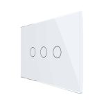 Intrerupator triplu wireless cu touch Livolo din sticla - standard italian, alb, VL-FC3R-3G-11