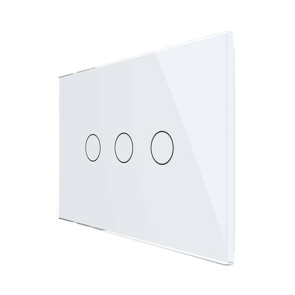 Intrerupator triplu wireless cu touch Livolo din sticla - standard italian, alb, VL-FC3R-3G-11