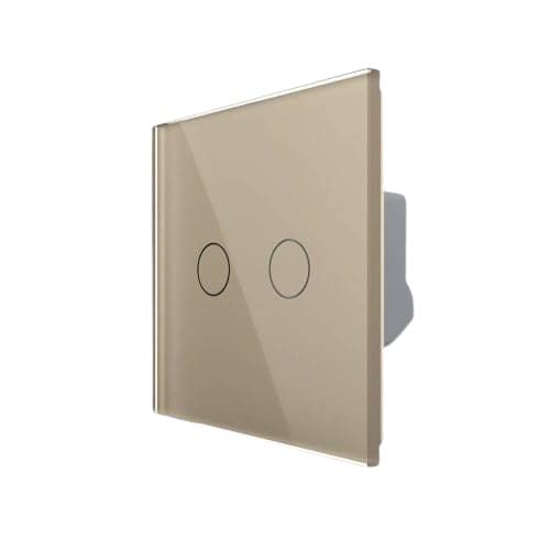 Intrerupator Dublu cu Touch Livolo din Sticla - protocol ZigBee, Serie Noua, auriu, VL-FC2Z-2G-2A