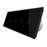 Intrerupator LIVOLO cu touch din sticla cu 4 intrerupatoare simple, Protocol ZigBee, Control de pe telefon, negru, BB-C7-4C1Z-12