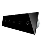 Intrerupator LIVOLO cu touch din sticla cu 5 intrerupatoare simple, Protocol ZigBee, Control de pe telefon, negru, BB-C7-5C1Z-12