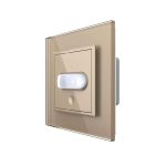 Senzor de Miscare PIR Livolo cu Rama din Sticla, Protocol ZigBee, auriu, VL-FCUZ-2AP-13