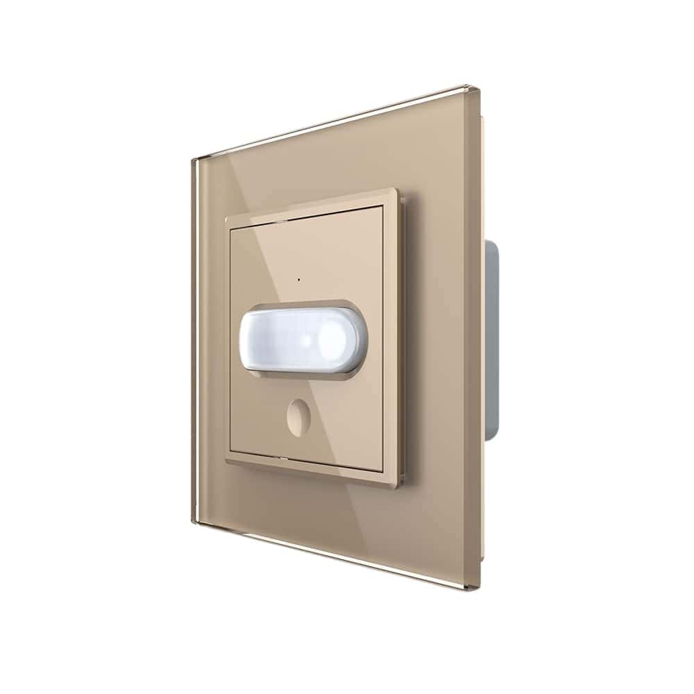 Senzor de Miscare PIR Livolo cu Rama din Sticla, Protocol ZigBee, auriu, VL-FCUZ-2AP-13