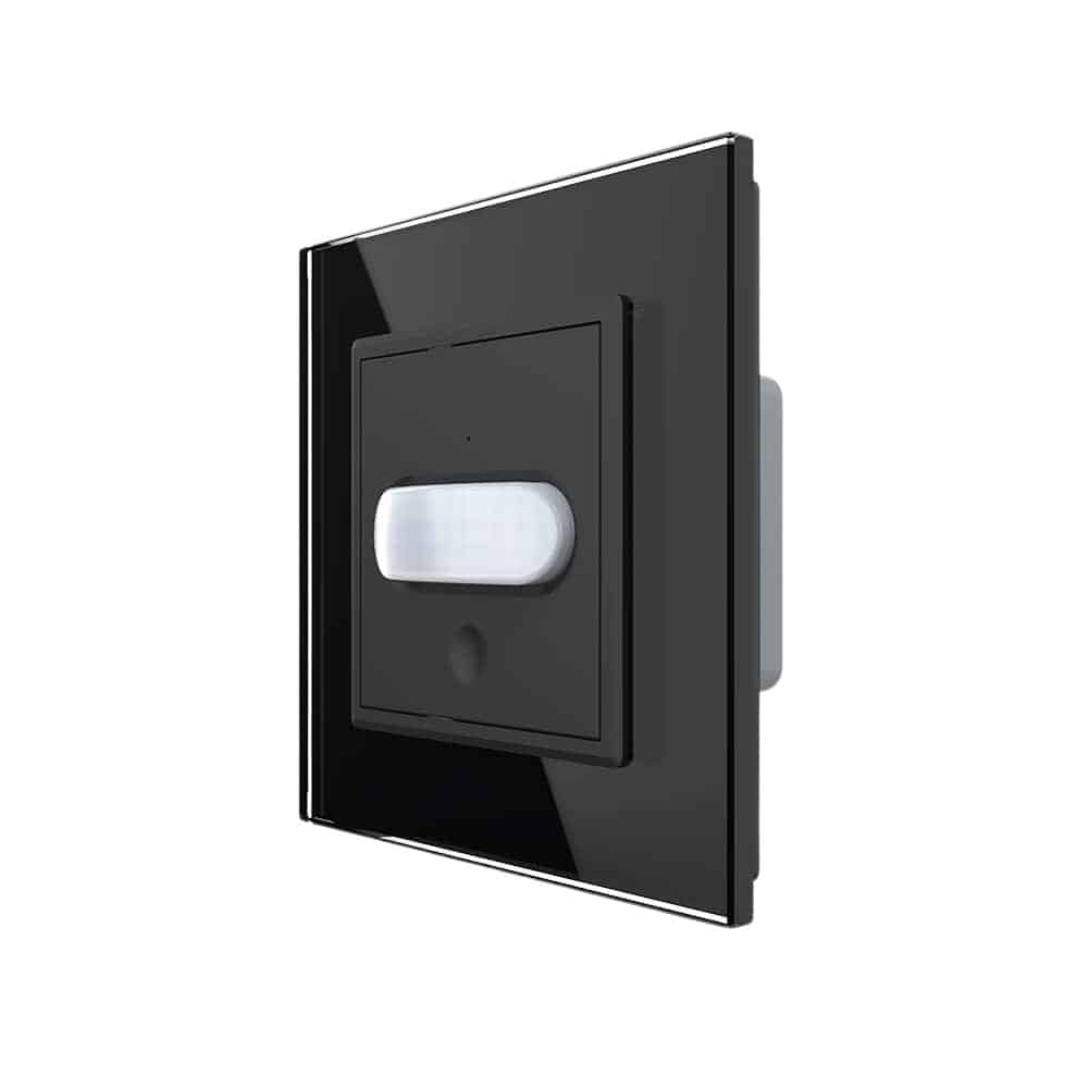 Senzor de Miscare PIR Livolo cu Rama din Sticla, Protocol ZigBee, negru, VL-FCUZ-2BP-12