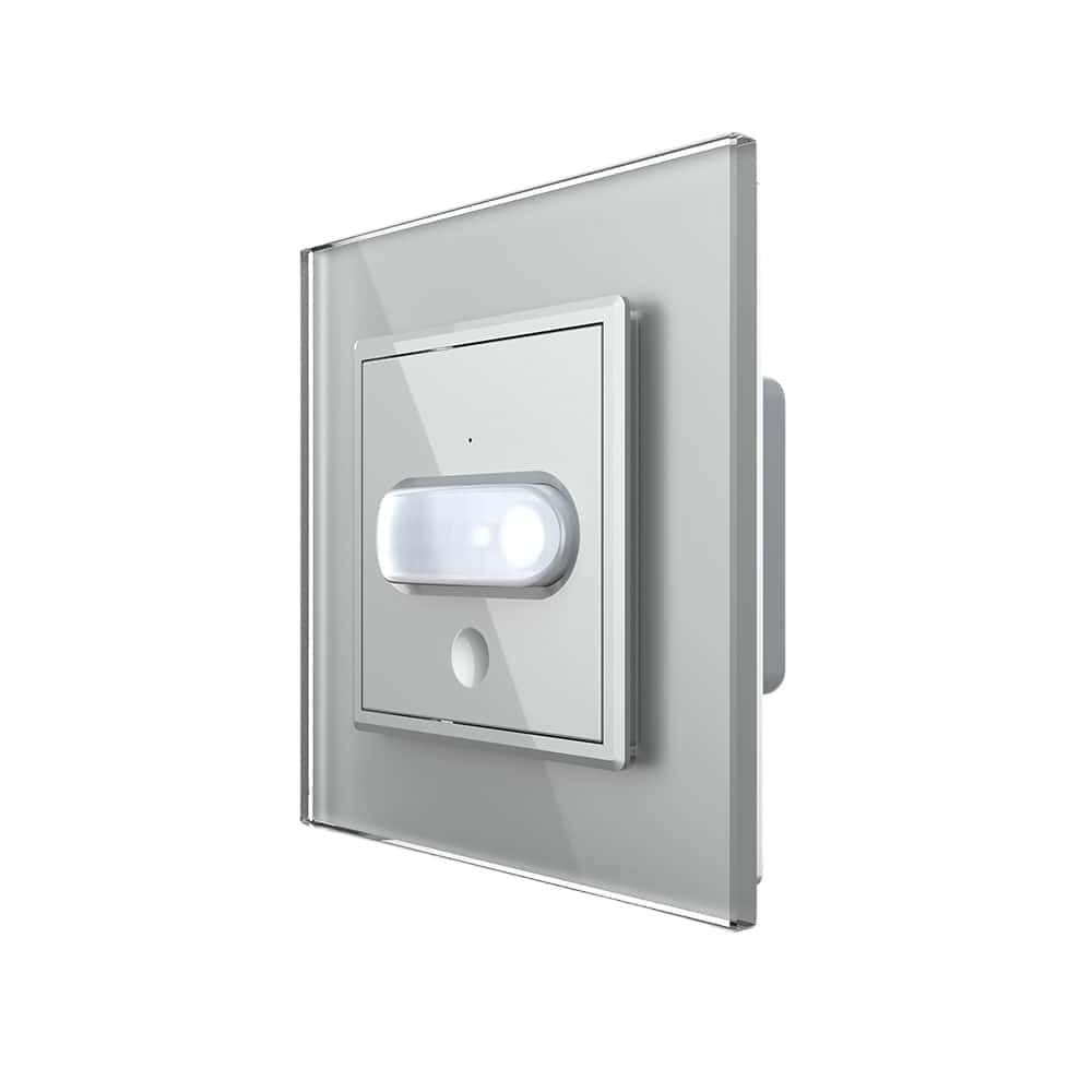 Senzor de Miscare PIR Livolo cu Rama din Sticla, Protocol ZigBee, gri, VL-FCUZ-2IP-15