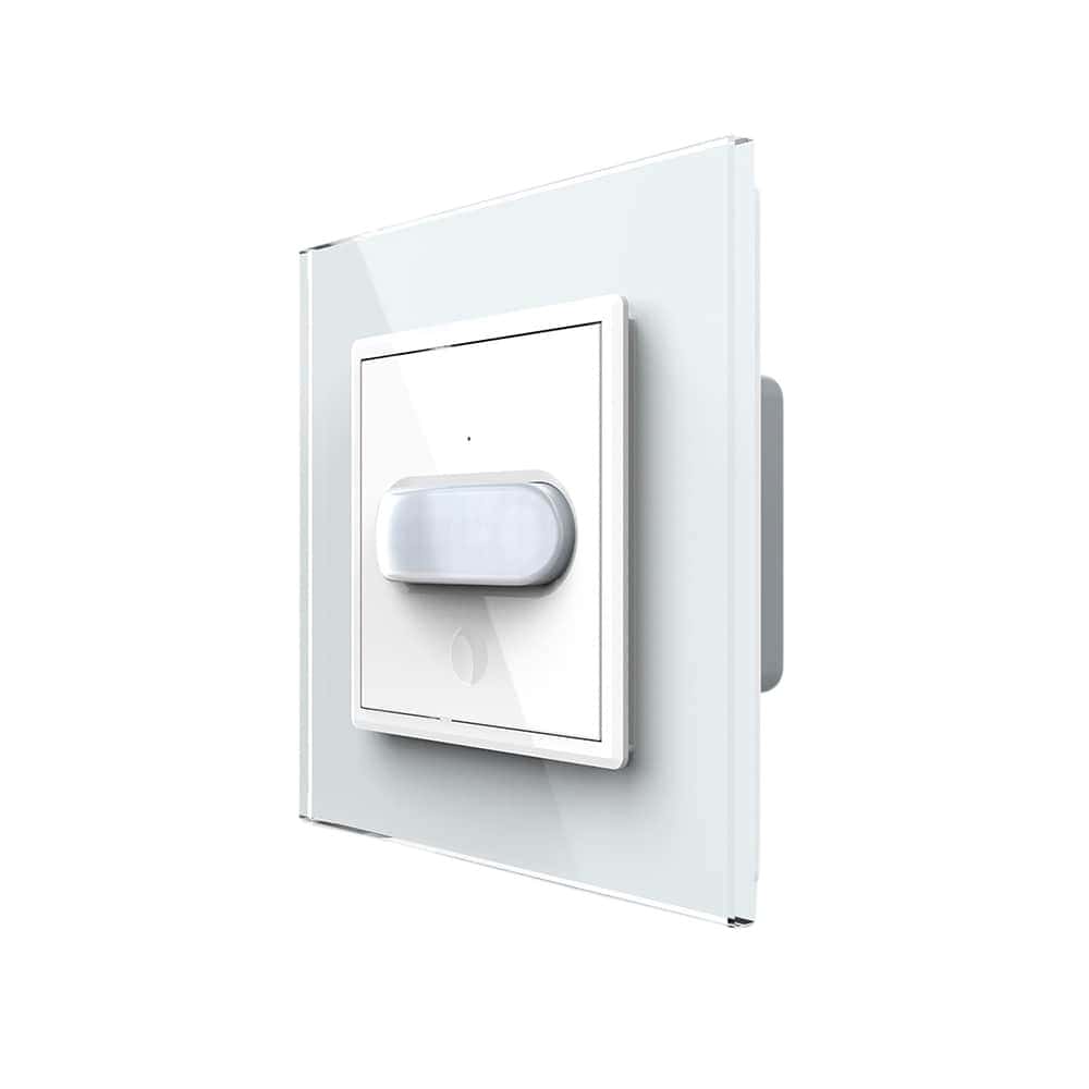 Senzor de Miscare PIR Livolo cu Rama din Sticla, Protocol ZigBee, alb, VL-FCUZ-2WP-11