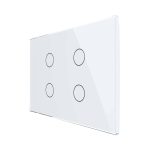 Intrerupator cvadruplu cap scara / cruce cu touch Livolo din sticla, standard Italian - Serie noua, alb, VL-FC4S-3G-11