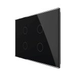 Intrerupator cvadruplu cap scara / cruce cu touch Livolo din sticla, standard Italian - Serie noua, negru, VL-FC4S-3G-12