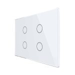Intrerupator cvadruplu cu touch Livolo din sticla - standard italian, alb, VL-FC4-3G-11